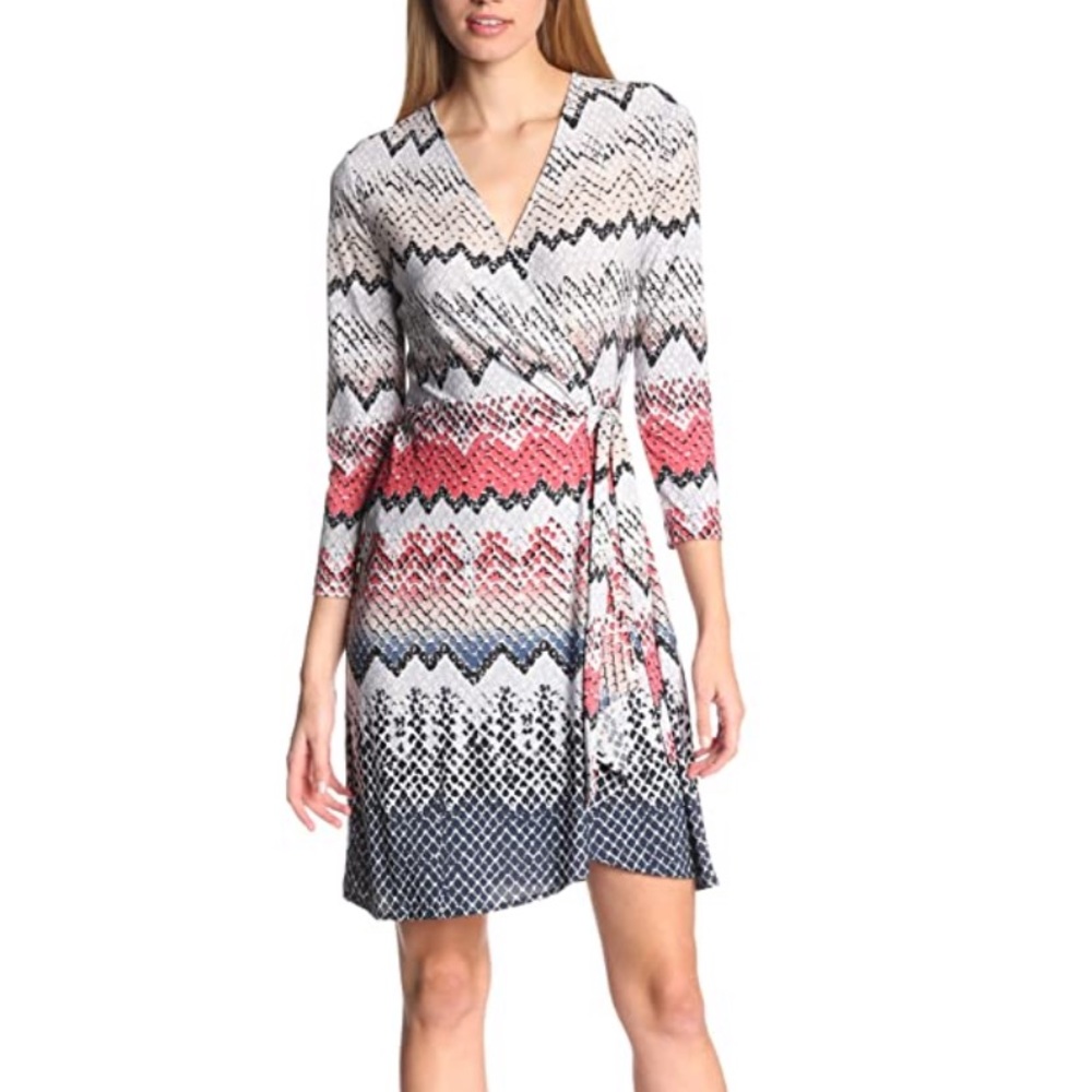 Bcbgmaxazria Adele Patterned Wrap Mini Dress - image 1